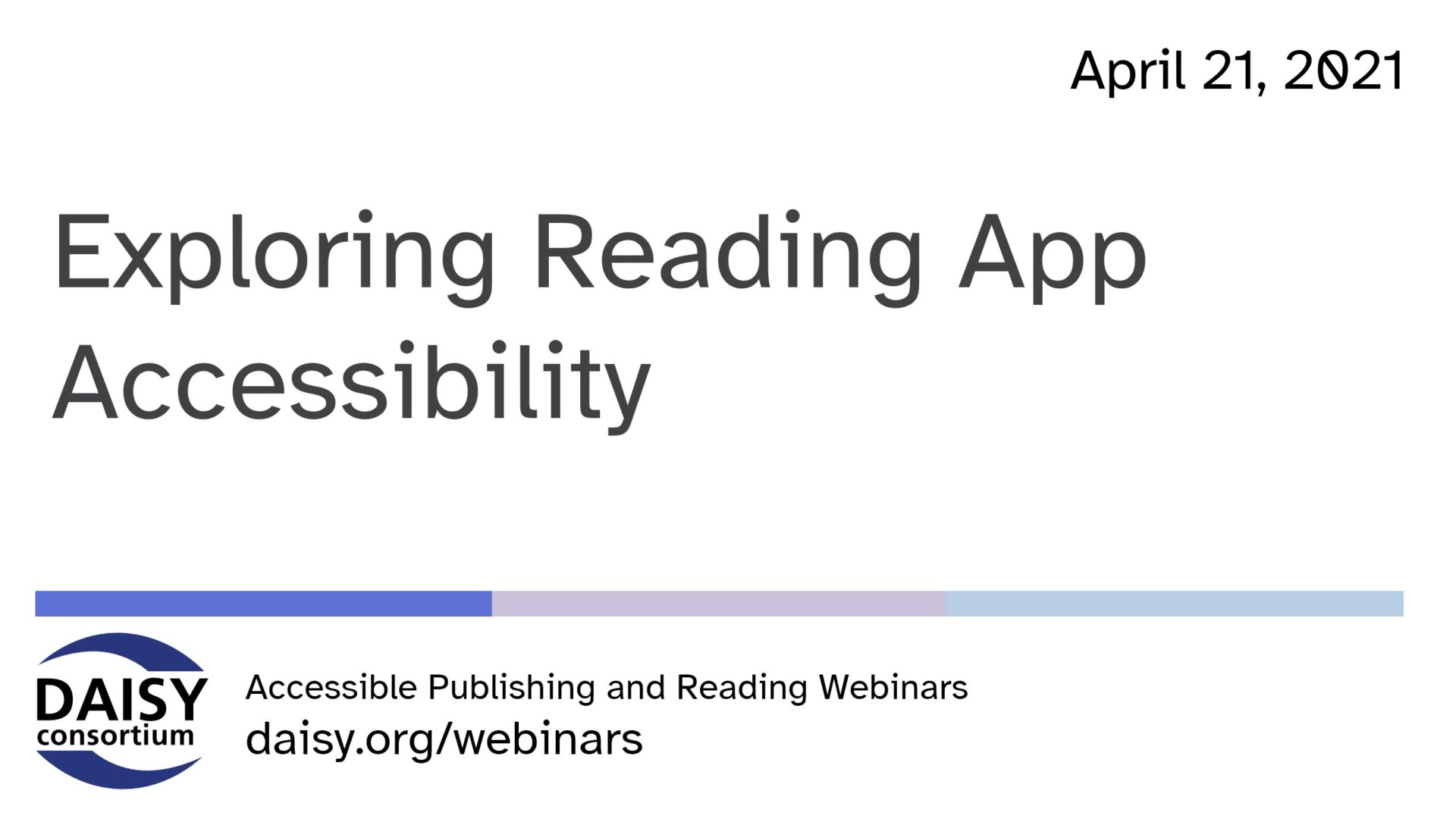 Exploring Reading App Accessibility title slide